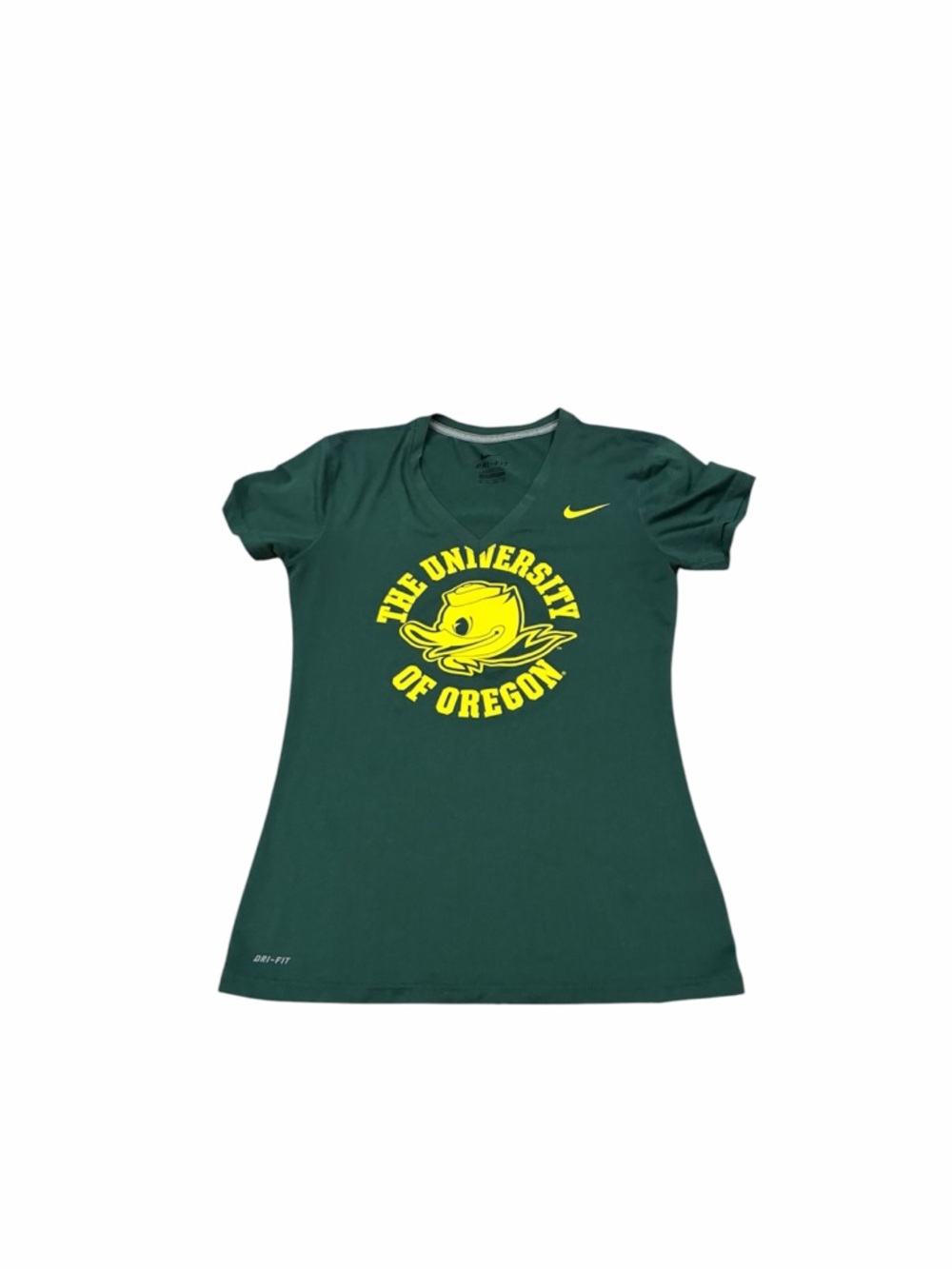 Oregon Ducks Nike Dri Fit Womens XSmall Green V Neck Short Sleeve Graphic Tee